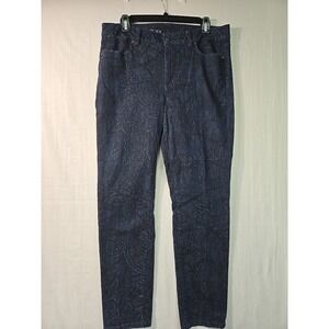 Talbots Jeans Heritage Slim Ankle Women's Size 12 Dark‎ Wash Leave Print Stretch